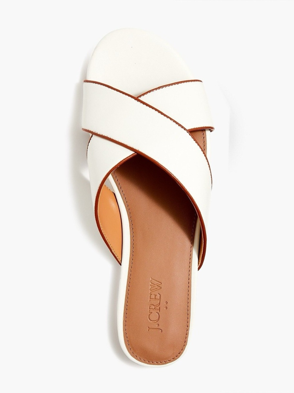 J. Crew White Crisscross Slide with Tan Footbed